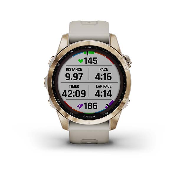 Garmin Fenix 7S Sapphire Cream Gold Titanium With Light Sand Band Full Display Watch