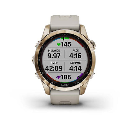 Garmin Fenix 7S Sapphire Cream Gold Titanium With Light Sand Band Full Display Watch