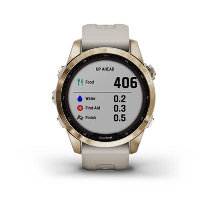 Garmin Fenix 7S Sapphire Cream Gold Titanium With Light Sand Band Full Display Watch