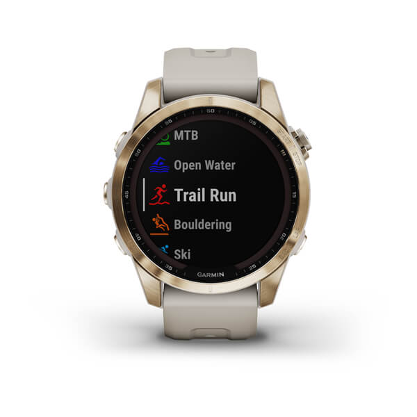 Garmin Fenix 7S Sapphire Cream Gold Titanium With Light Sand Band Full Display Watch