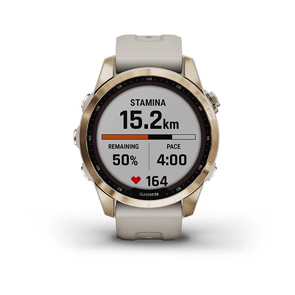 Garmin Fenix 7S Sapphire Cream Gold Titanium With Light Sand Band Full Display Watch