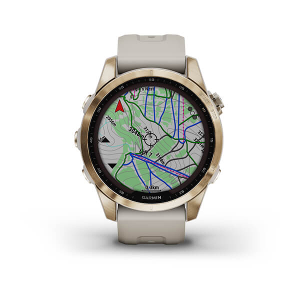 Garmin Fenix 7S Sapphire Cream Gold Titanium With Light Sand Band Full Display Watch