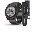 Garmin Fenix 7X Sapphire Solar Carbon Grey DLC Vented Titanium Band Full Display Watch
