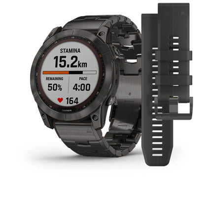 Garmin Fenix 7X Sapphire Solar Carbon Grey DLC Vented Titanium Band Full Display Watch