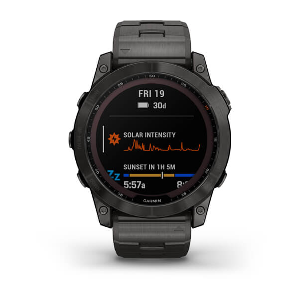 Garmin Fenix 7X Sapphire Solar Carbon Grey DLC Vented Titanium Band Full Display Watch