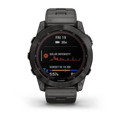 Garmin Fenix 7X Sapphire Solar Carbon Grey DLC Vented Titanium Band Full Display Watch