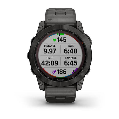 Garmin Fenix 7X Sapphire Solar Carbon Grey DLC Vented Titanium Band Full Display Watch
