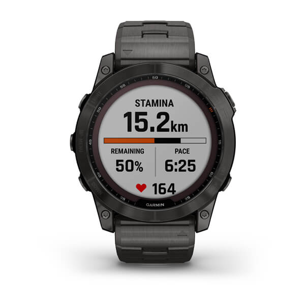 Garmin Fenix 7X Sapphire Solar Carbon Grey DLC Vented Titanium Band Full Display Watch