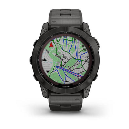 Garmin Fenix 7X Sapphire Solar Carbon Grey DLC Vented Titanium Band Full Display Watch