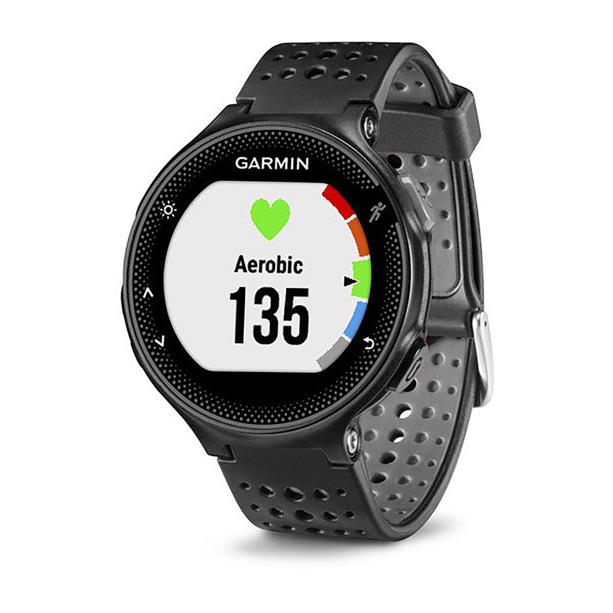 ساعة Garmin Forerunner 235 بشاشة ملونة كاملة وسوار سيليكون باللون الأسود/الرمادي