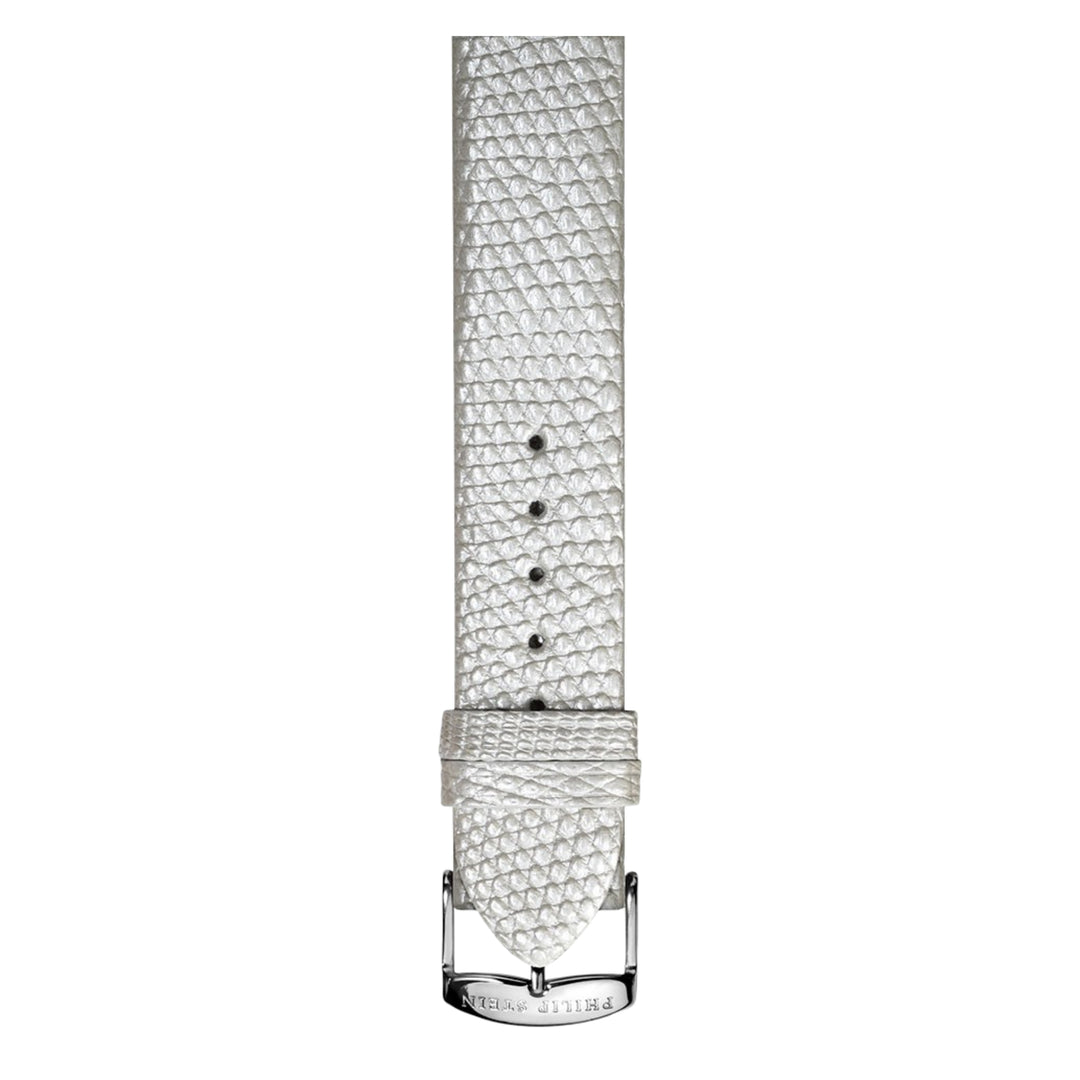 PHILIP STEIN Signature Metallic White Lizard Strap Size 1