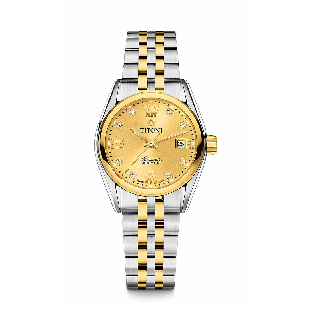 TITONI WOMEN'S AIRMASTER AUTOMATIC GOLD DIAL WATCH