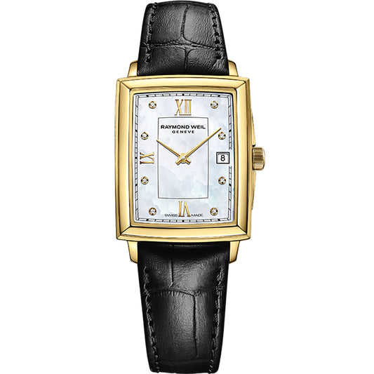 Raymond Weil Women's Toccata Gold Diamond Black Strap Mother of Pearl Dial Watch