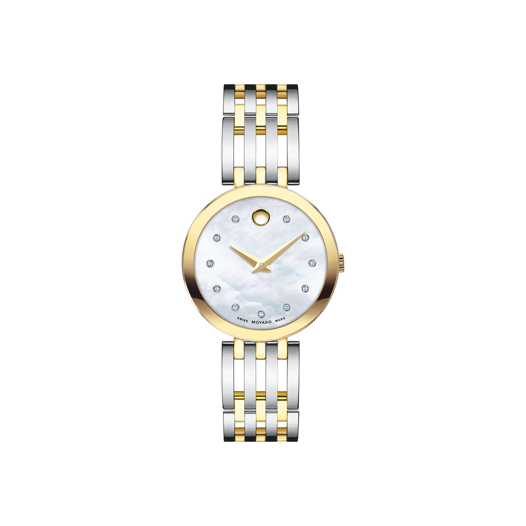 Movado Women's Watch Silver & Yellow Pvd Case Quartz