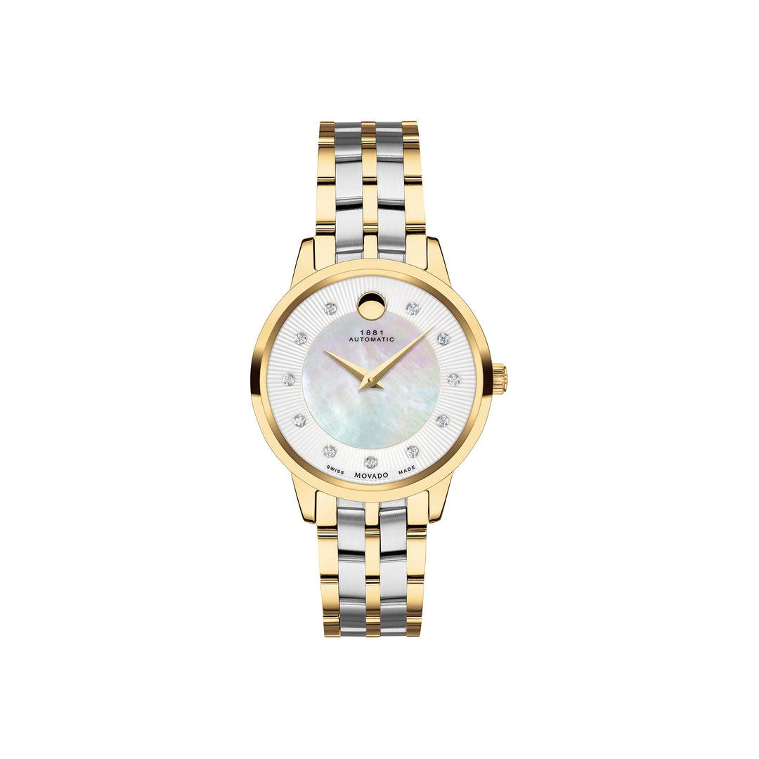 Movado Women's Watch Silver & Yellow Pvd Case Automatic