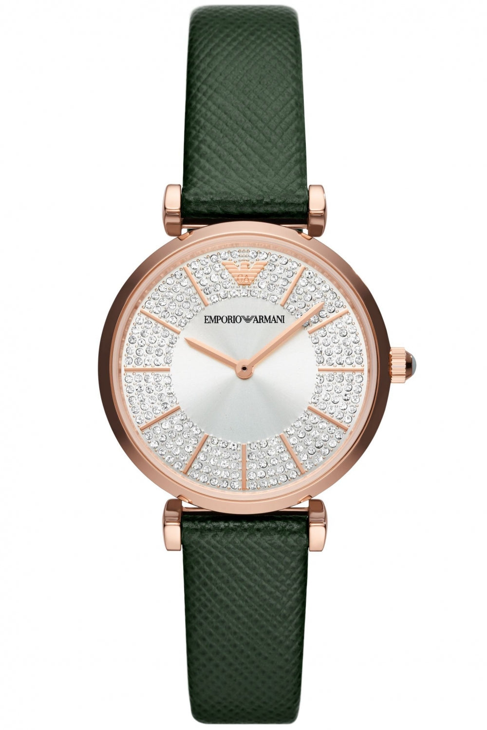 EMPORIO ARMANI TWO-HAND TAUPE LEATHER WATCH