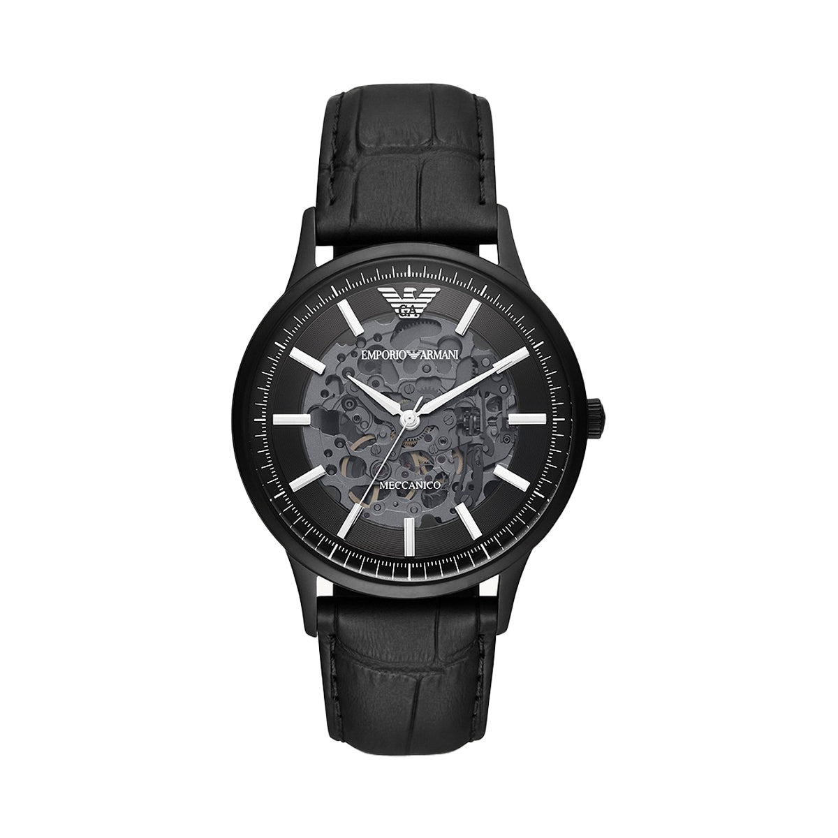 Emporio Armani Automatic Watch 21 JWL SS Leather Strap