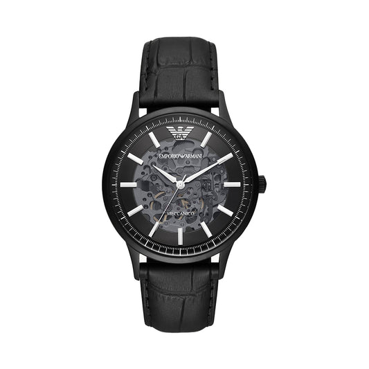 Emporio Armani Automatic Watch 21 JWL SS Leather Strap