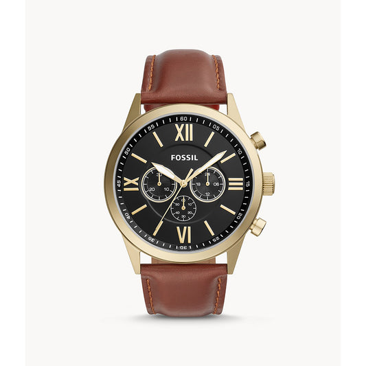 Fossil Analog Men's Watch Stainless Steel Leather Strap