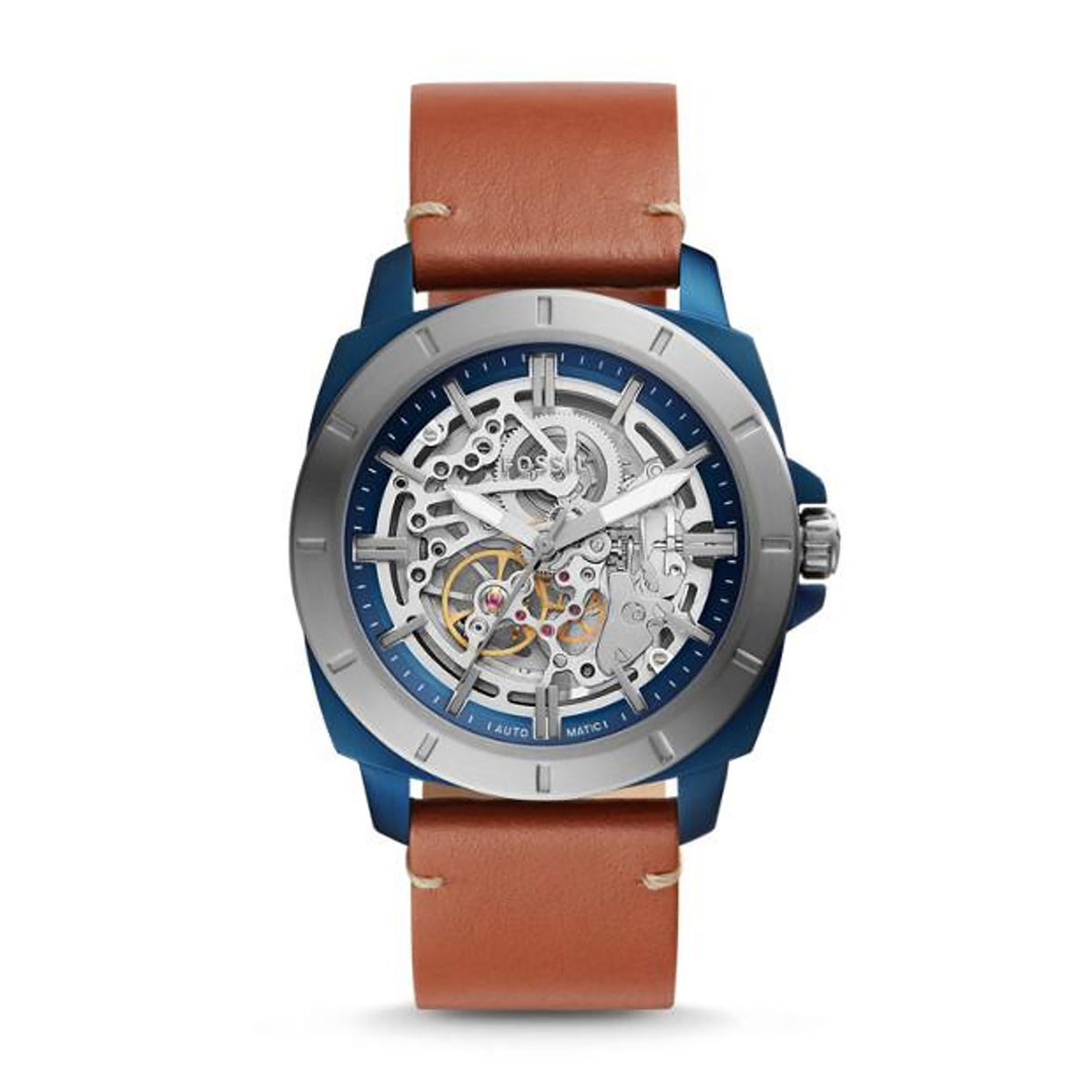 Fossil Automatic Men's Watch Stainless Steel Leather Strap