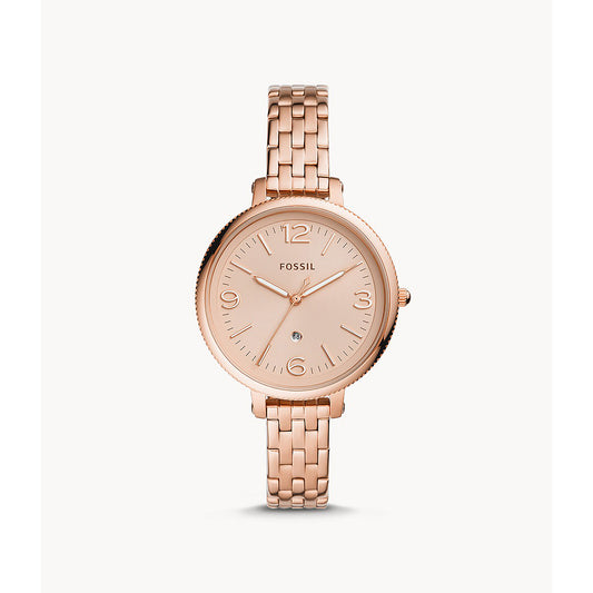 Fossil Analog Women's Watch Gold Plated Metal Bracelet
