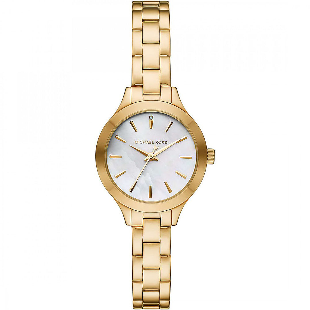 Michael Kors Mother of Pearl Analog Women's Watch Gold Plated Metal Bracelet - MK3871