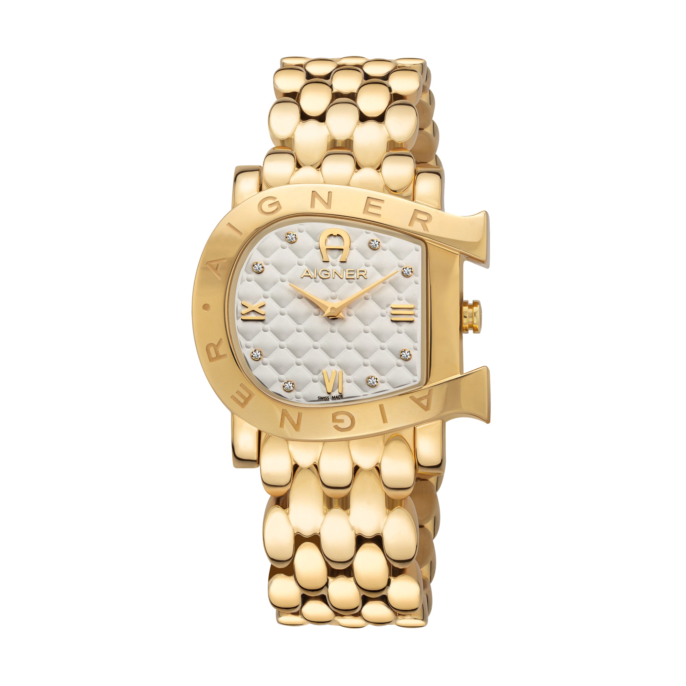 Aigner Massa Ladies Gold Tone Bracelet White Dial Watch A153210