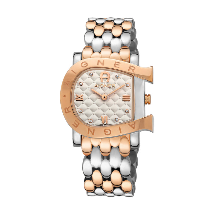 Aigner Massa Ladies Two Tone Rose Gold Bracelet White Dial Watch | A153212 | The Watch House. Shop at www.watches.ae Regular price AED 3250 . Online offers available.