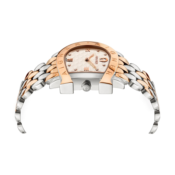 AIGNER MASSA LADIES TWO TONE ROSE GOLD BRACELET WHITE DIAL WATCH