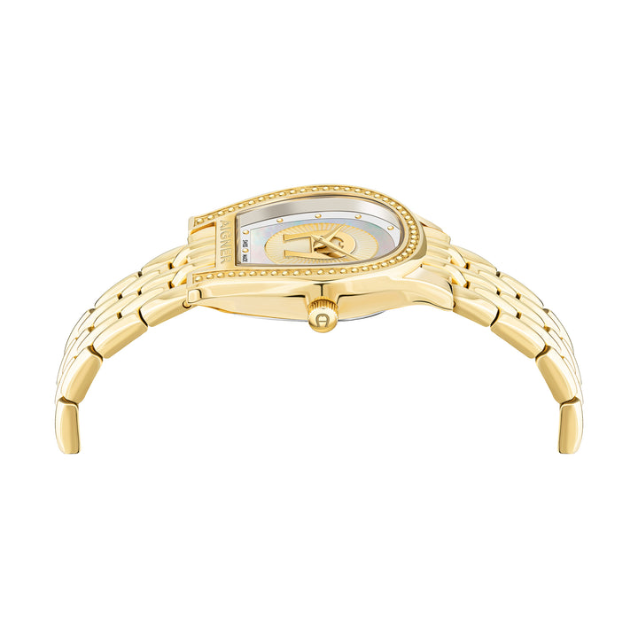 AIGNER VITTORIA LADIES GOLD BRACELET WHITE MOP DIAL WATCH