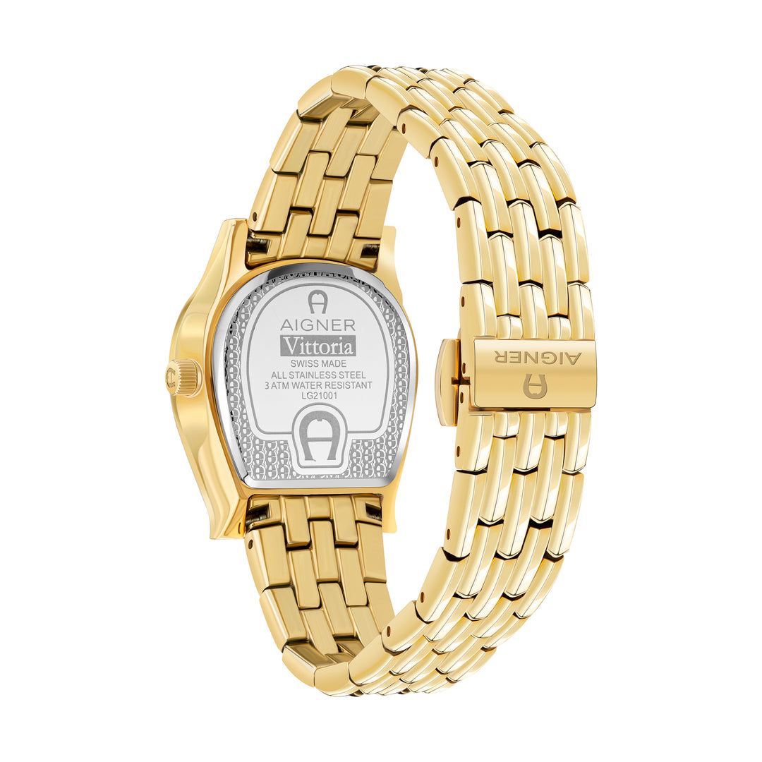 AIGNER VITTORIA LADIES GOLD BRACELET WHITE MOP DIAL WATCH