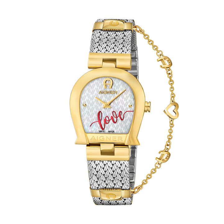 Aigner Cremona Nuovo Ladies Two Tone Yellow Gold Bracelet White Mop Dial Watch | Arwlg2101216 | The Watch House. Shop at www.watches.ae Regular price AED 3000 . Online offers available.