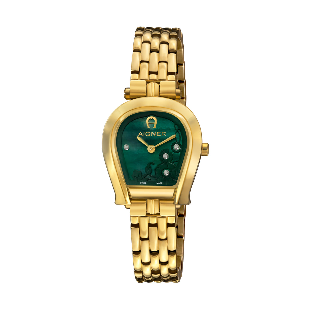 Aigner Perugina Ladies Gold Tone Bracelet Green Mop Dial Watch | Arwlg2151302 | The Watch House. Shop at www.watches.ae Regular price AED 2375 . Online offers available.