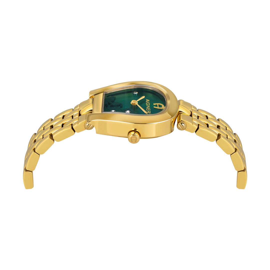 AIGNER PERUGINA LADIES GOLD TONE BRACELET GREEN MOP DIAL WATCH