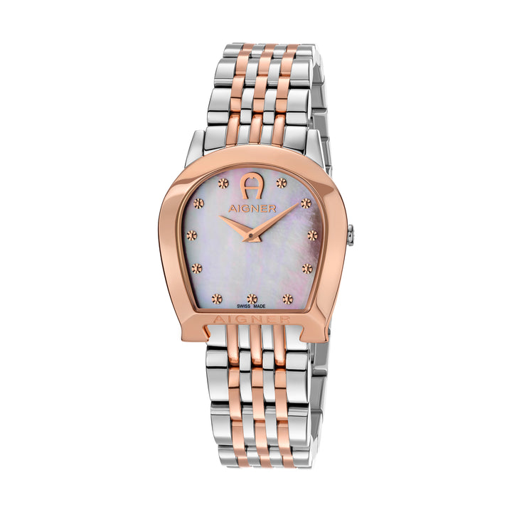 Aigner Alessandria Ladies Two Tone Rose Gold Bracelet Blush Dial Watch | Ma130218 | The Watch House. Shop at www.watches.ae Regular price AED 3000 . Online offers available.