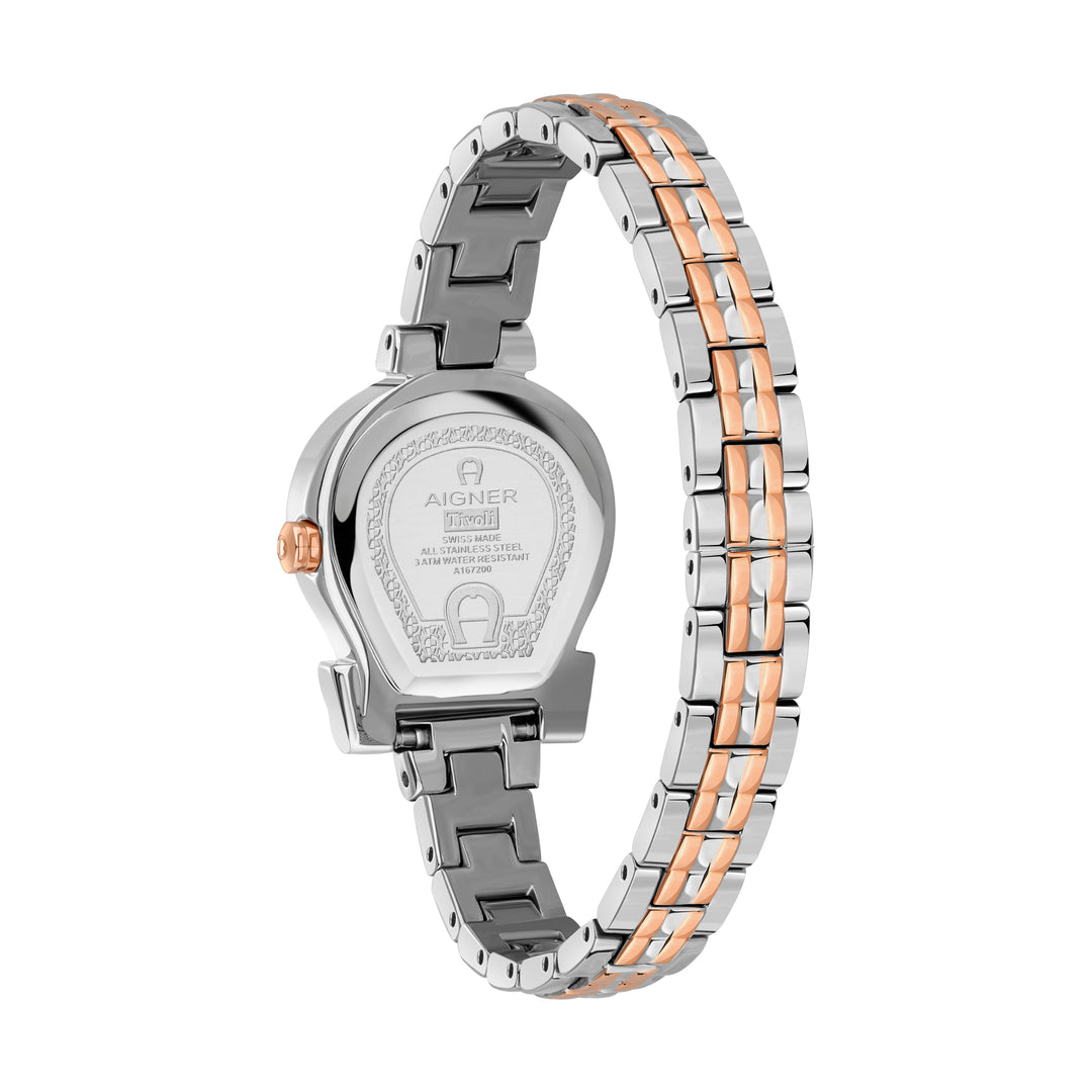 AIGNER TIVOLI LADIES TWO TONE ROSE GOLD BRACELET SILVER DIAL WATCH