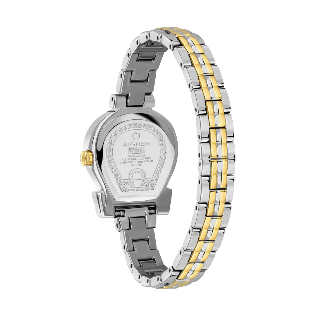 AIGNER TIVOLI LADIES TWO TONE YELLOW GOLD BRACELET SILVER DIAL WATCH