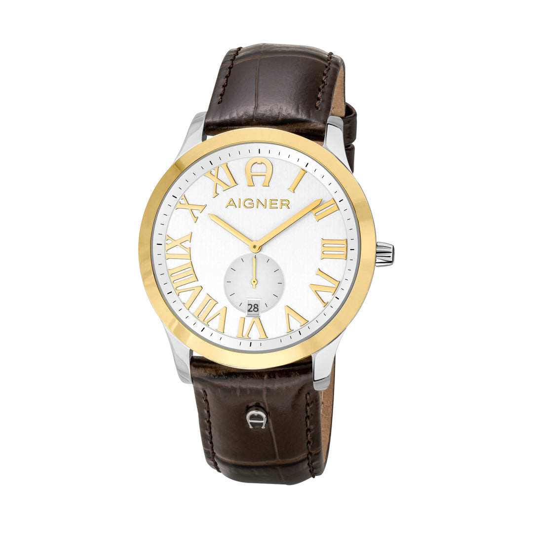 Aigner Treviso Gents Brown Strap White Dial Watch | Ma44124 | The Watch House. Shop at www.watches.ae Regular price AED 2125 . Online offers available.