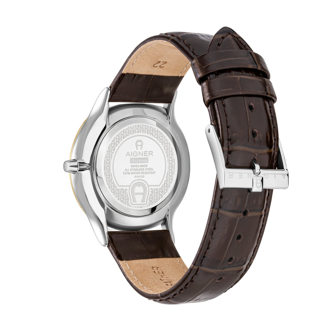 AIGNER TREVISO GENTS BROWN STRAP WHITE DIAL WATCH