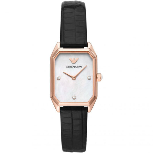 Emporio Armani MOP ANLG Watch 0 JWL SS Leather STRP
