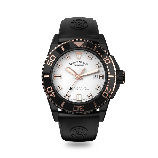 Armand Nicolet JS9-44 Men's Automatic Black Strap Silver Dial Watch