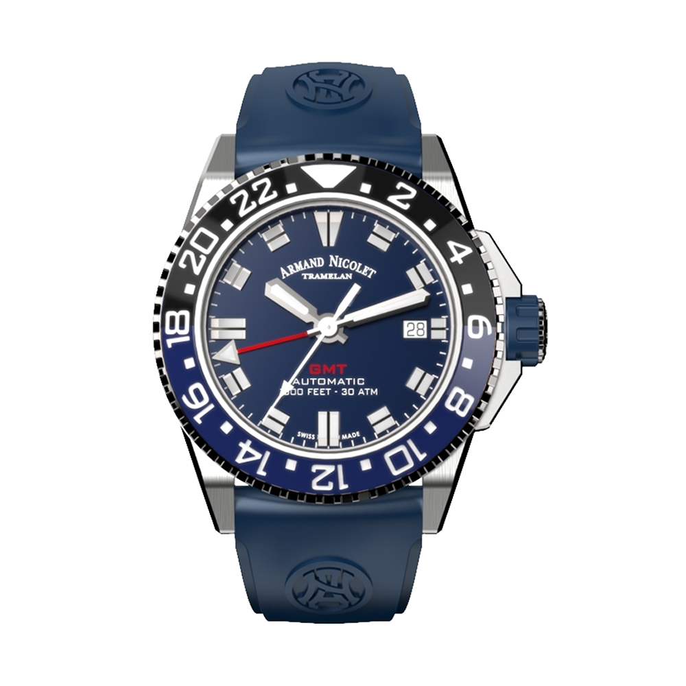 Armand Nicolet JS9-41 Men's Automatic Black Strap Blue Dial Watch