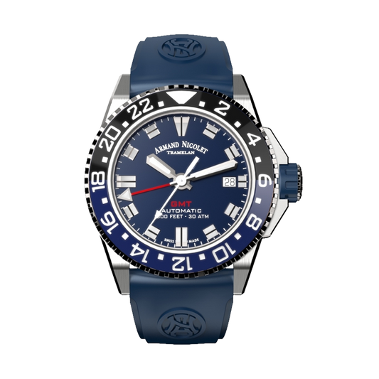 Armand Nicolet JS9-41 Men's Automatic Black Strap Blue Dial Watch