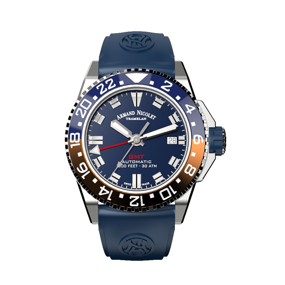 Armand Nicolet JS9-41 Men's Automatic Black Strap Blue Dial Watch
