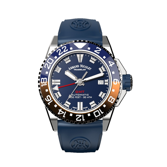Armand Nicolet JS9-41 Men's Automatic Black Strap Blue Dial Watch
