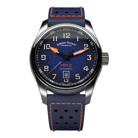 Armand Nicolet MM2 Men's Automatic Blue Strap Blue Dial Watch
