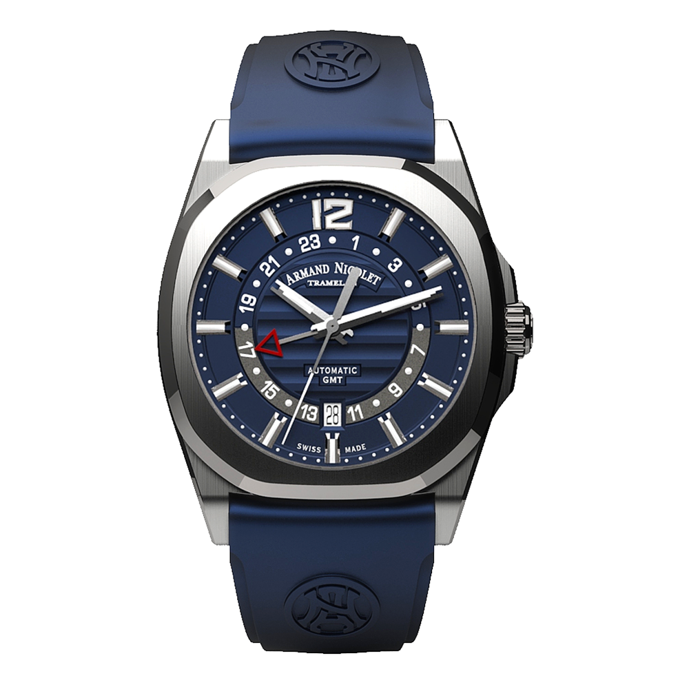 Armand Nicolet J09-3 Men's Automatic Blue Strap Blue Dial Watch