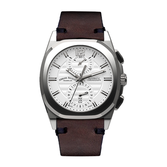 Armand Nicolet J09-3 Men's Automatic Brown Strap Silver Dial Watch
