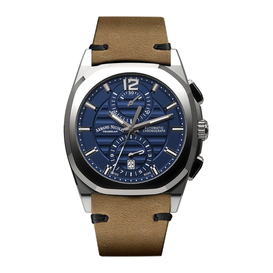 Armand Nicolet J09-3 Men's Automatic Brown Strap Blue Dial Watch