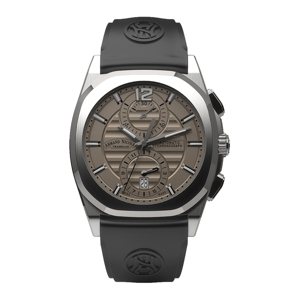Armand Nicolet J09-3 Men's Automatic Black Strap Grey Dial Watch